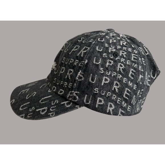 Supreme Warp Jacquard Logos Denim 6-Panel Black